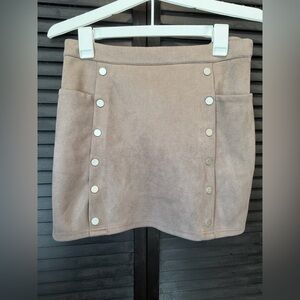 Brown Mini Skirt with Button Accents